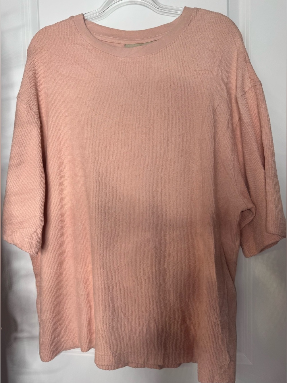 AMONGST OTHERS Pastel pink Oversized Knit Tee blouse size xl 100% cotton
